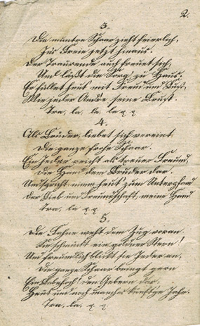 Liederheft von 1835 - Seite 2
